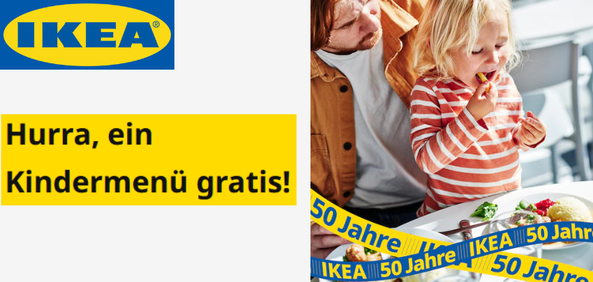 50 Jahre Ikea: Kindermenü gratis sichern - für Kinder bis 10 Jahre 