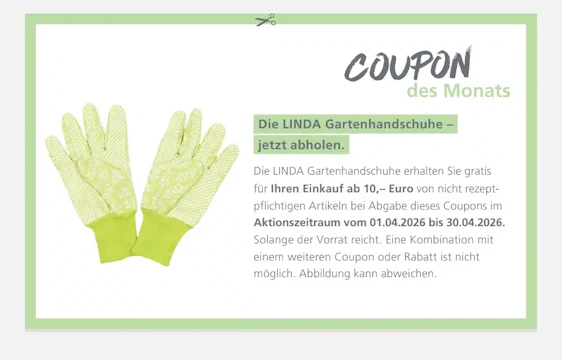 Linda-Apotheke: Gartenhandschuhe gratis ab MEW von 10 €
