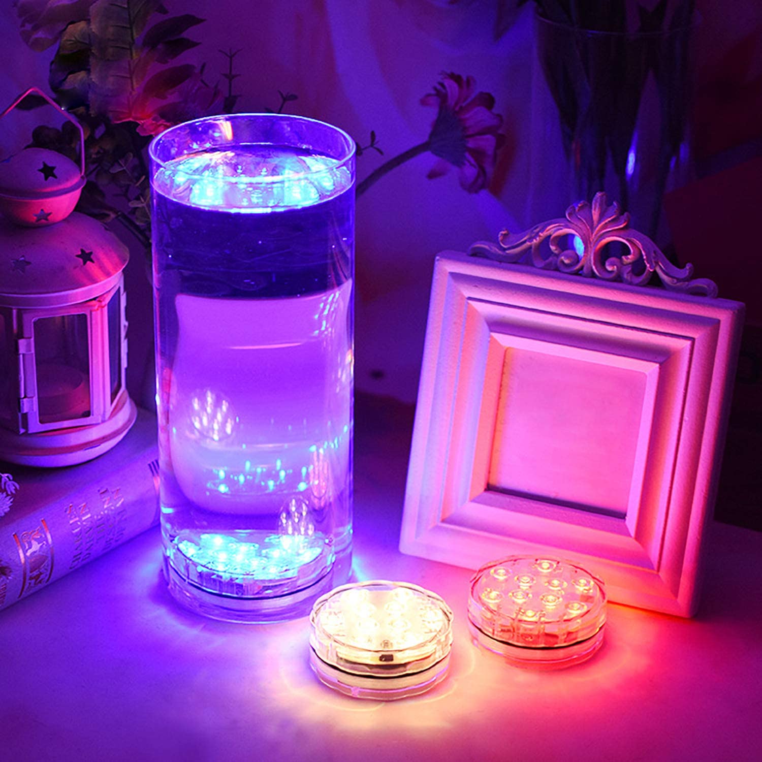 wolketon RGB Multi Farbwechsel Unterwasser Licht, IP68 Wasserdichte LED Leuchten 4 Stück mit Fernbedienung 