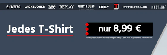 Jedes T-Shirt nur 9€ bei Jens Direct - viele Markenprodukte zum Knallerpreis 💥