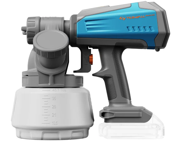 Tilswall Akku Farbsprühsystem Shark700, Elektro Lackierpistole mit bürstenlosem Motor, 1300ml seitlichem Farbbehälter, kompatibel mit Makita 18V Akku (ohne Akku), Farbsprühgerät für Wände
