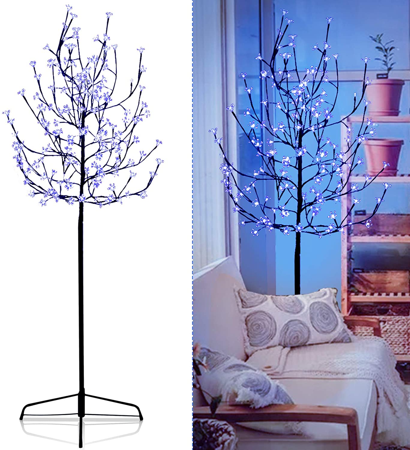 Karpal 150cm LED Kirschbaum mit 160 Warmweiß Lichtern Beleuchtet, Es stehen 4 Farben zur Auswahl
