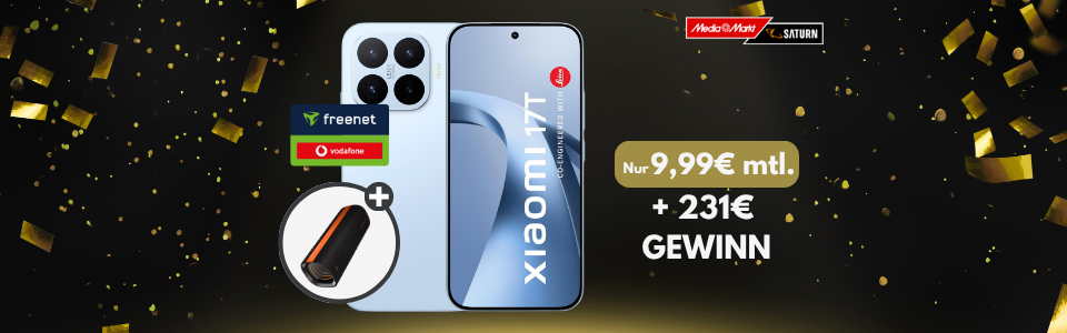 231€ GEWINN & nur 9,99€ mtl. 🤯📱 Xiaomi 17T mit 20GB Vodafone-Allnet + gratis Bluetooth Lautsprecher