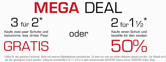 2 Paar Schuhe mit 25% Rabatt oder 3 Paar Schuhe mit 33% Rabatt auch auf Sale-Ware *UPDATE*