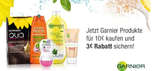 3€ Rabatt auf Garnier Produkte ab 10€ Warenwert