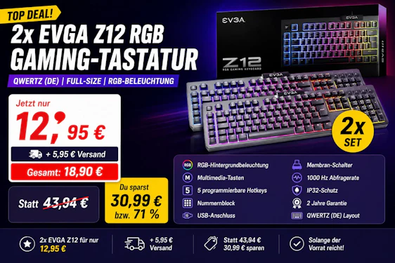 2× EVGA Z12 RGB Gaming-Tastatur | QWERTZ (DE)