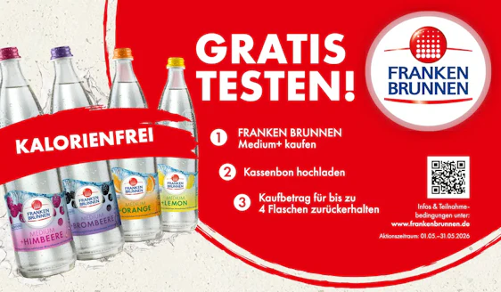 FRANKEN BRUNNEN Medium+ GRATIS testen - bis zu 4 Flaschen! 💧