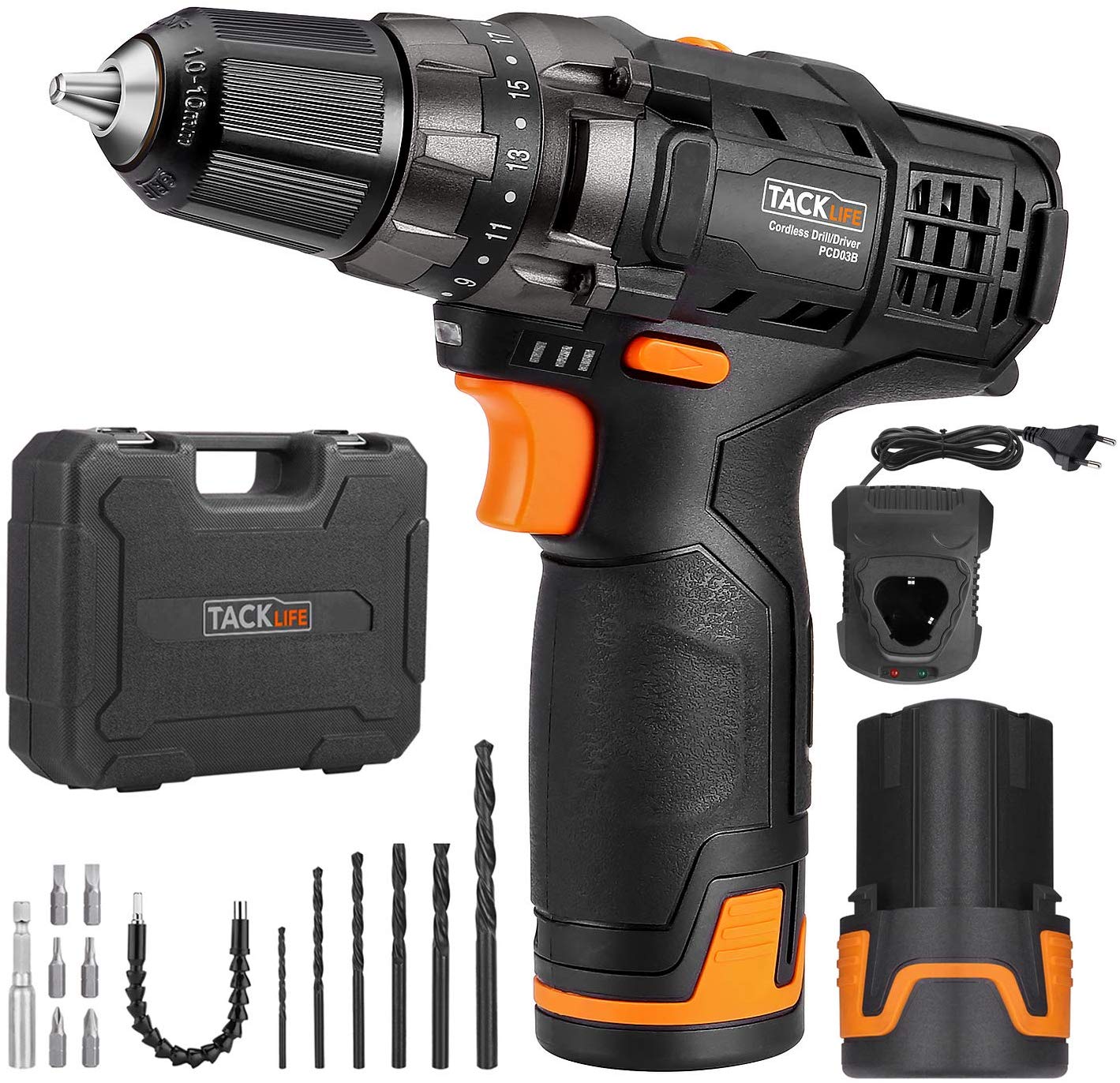 Akkuschrauber set mit 2 Akkus 12V,2 Gang Getriebe, Schrauben-Ø: 10 mm