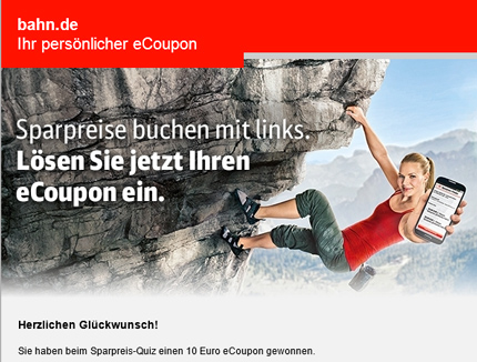10€ Bahn.de eCoupons - Gewinnspiel mit hoffentlich guten Chancen *UPDATE2*
