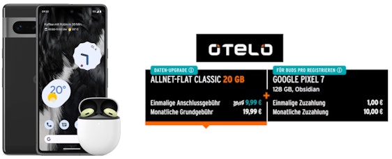 Google Pixel 7 im Otelo Allnet-Flat Classic für 30€/Monat 👀 - 20GB LTE, Allnet- & SMS-Flat, EU-Roaming + Pixel Buds Pro gratis 🤩