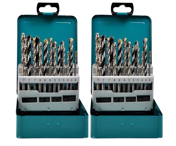 2x Makita (D-47173) für 34€ - 18-teiliges Bohrerset mit Metall-, Holz- und Betonbohrern