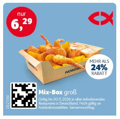 Nordsee Coupons große Mix-Box Garnelen für 6,29€