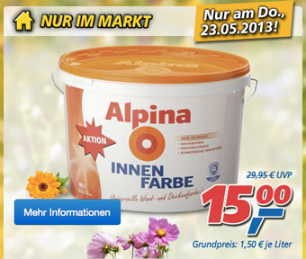 Alpina Innenfarbe 10L für 15€ 