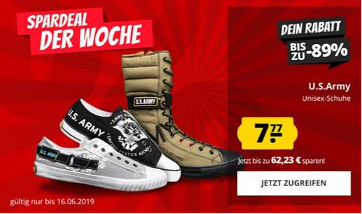 U.S. Army Herren-Boot und weitere Schuhe ab 12€ − SparDeal der Woche bei SportSpar