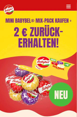 Mini Babybel Mix-Pack: 2 € Cashback erhalten