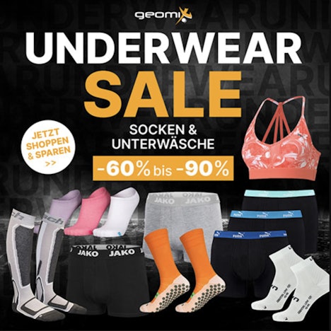 Bis zu 90% im Unterwäsche und Socken-Sale bei geomix.de sparen - z.B. Skechers Damen Socken 1 Paar weiß/print für 1,40€