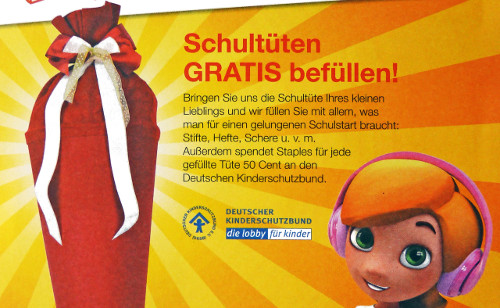 Gratis Schultüte befüllen lassen bei Staples