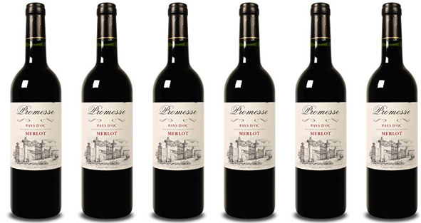 6 Flaschen Promesse - Merlot - Pays d'Oc Rotwein aus Südfrankreich für 22€