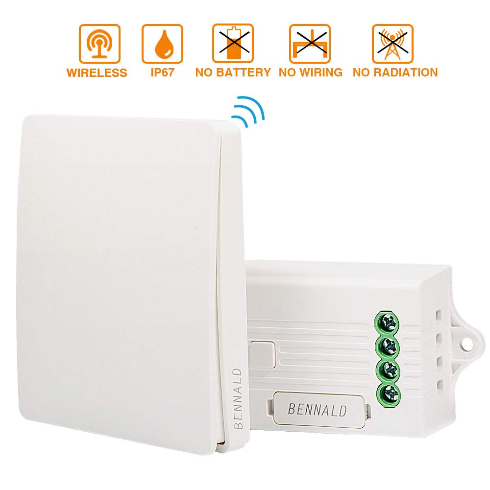 Funkschalter Licht, Funk Schalter Lichtschalter Funkschalter Set Batterielose Wandschalter Aussen Wasserdicht IP67