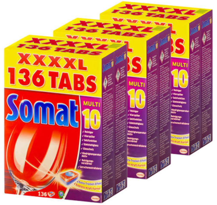 XXL-Vorrat: 408 Somat Multi 10 Geschirrspültabs für 53€ - 3 x 136 Stück