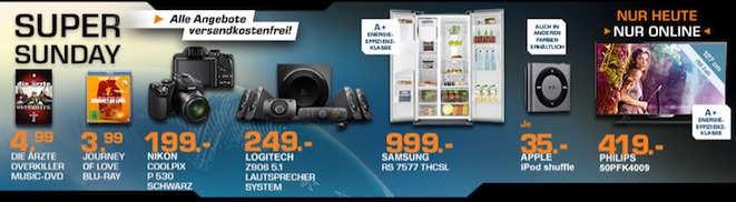 Saturn Super Sunday 9.11. - z. B. iPod Shuffle 4. Generation für 35€