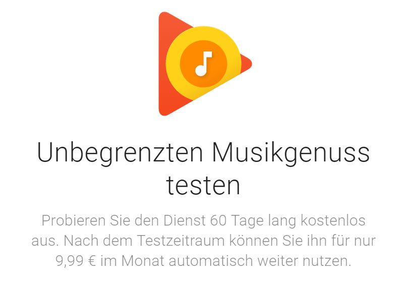 60 Tage Google Play Music kostenlos - nur für Neukunden