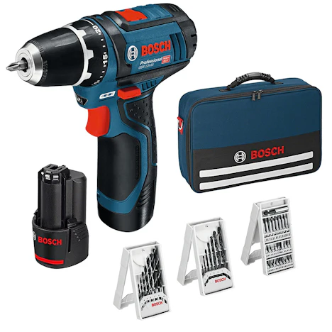 Bosch Professional Akku Bohrschrauber GSR 12V-15 + Tasche & 39-tlg. Zubehör-Set für 99,99 EUR inkl. VSK