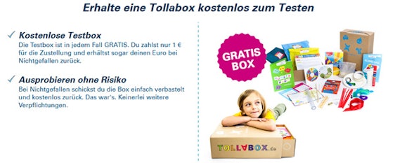 Tollabox für 1€ testen - Spielzeugkiste für Kinder