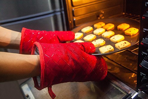 1 Paar rote Ofenhandschuhe, Hitzebeständige Handschuhe bis zu 240℃