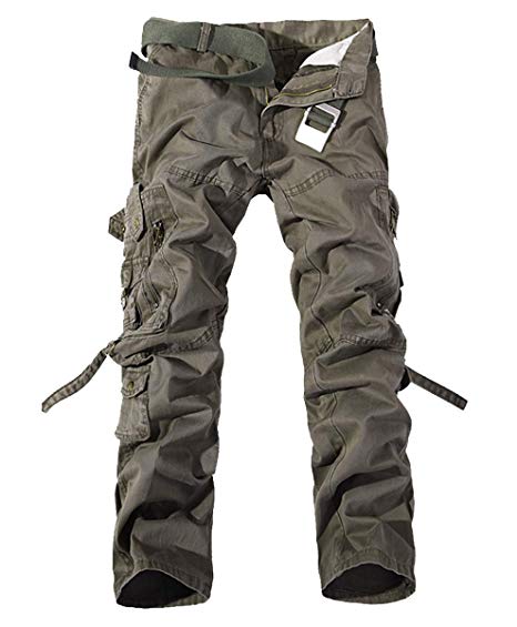Amazon - Herren Cargohose Freizeithose Chino Slim Stoffhose Arbeit Baumwolle