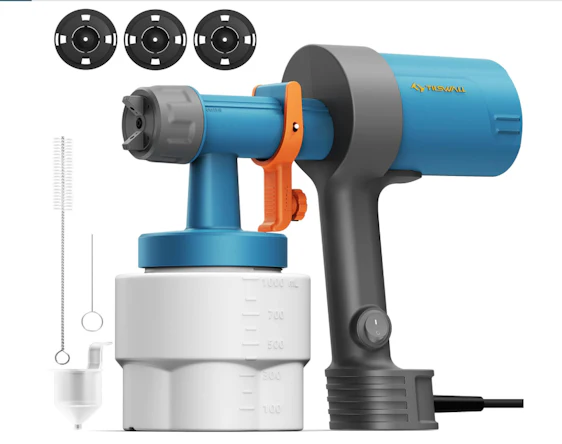 Tilswall Shark 600 Farbsprühsystem, Ultra-Leichte HVLP Farbspritzpistole, 3 Düsen & Muster, Leicht zu Reinigen, Einstellbarer Fluss, für Möbel, Zäune, Wände, Türen, Terrassen