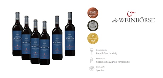 6x Acantus Cabernet Sauvignon-Tempranillo für 27€ – 2017er Rotwein aus Spanien