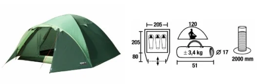 High Peak Nevada 3 für 40€ bei Amazon - Wetterfestes 3-Personen-Kuppelzelt