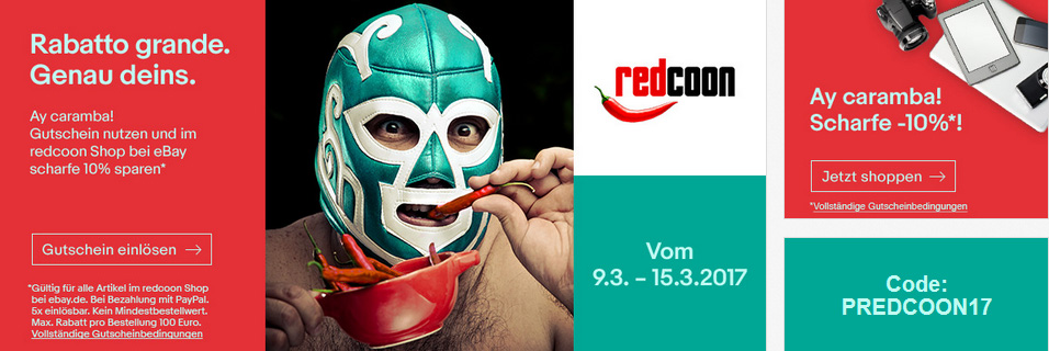 10% Rabatt im Redcoon-Shop bei eBay - bei Zahlung mit PayPal