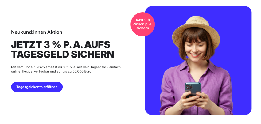 Nur noch heute: Hohe Zinsen! 🔥 Quirion Zinskonto: 3% p.a. für das Tagesgeldkonto sichern 🤩