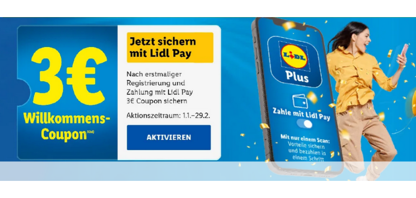 Lidl Pay: Registrieren &amp; 3€-Coupon sichern - für erstmalige Zahlungen 