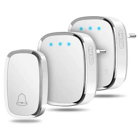 Wasserdichtes Funkklingel Set mit 1 Sender und 2 Plug-in Empfänger, 300m Reichweite