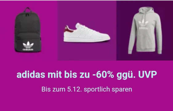 adidas mit bis zu 60% Rabatt ggü. UVP