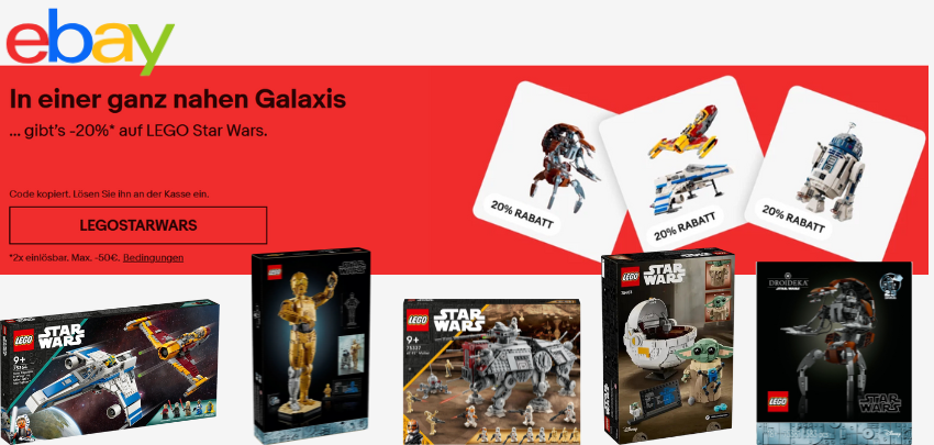 eBay: 20% Rabatt auf Lego Star Wars sichern 🧱 z.B.: Lego Star Wars 75381 Droideka für 43€