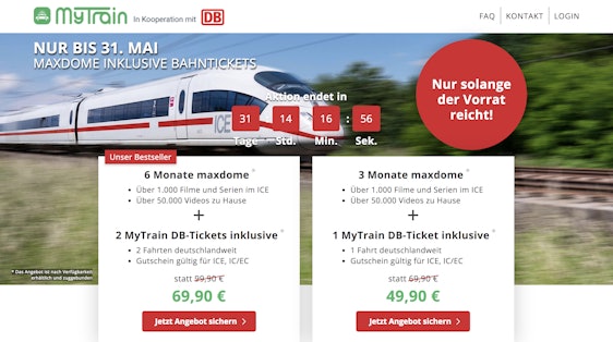 Günstige Bahntickets ab 49,90 € nur bis zum 31. Mai