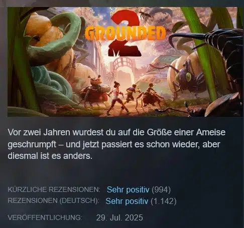 Kostenlos ausprobieren - Grounded 2 (Steam - PC) bis 02.02. um 19:00 Uhr