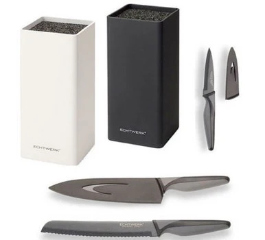 Echtwerk Messerblock "Square" mit 3 "Blacksteel" Stahl-Messer für 35€