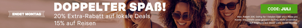 Rabatte bei Groupon – 20% auf lokale Angebote, 15% auf Reisen