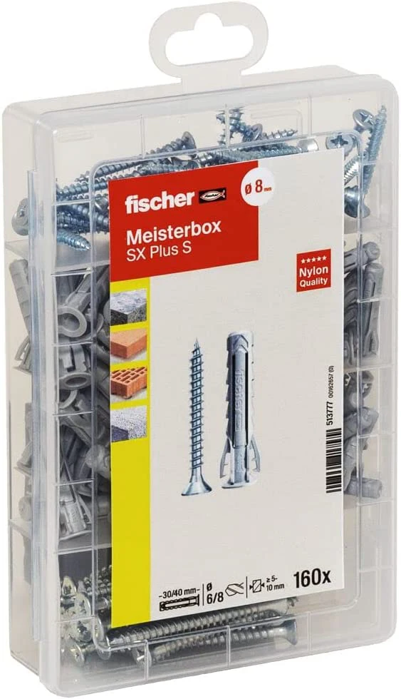 fischer 577159 Meister-Box XL Universal, 290-teiliges Dübelset, 5-10 mm