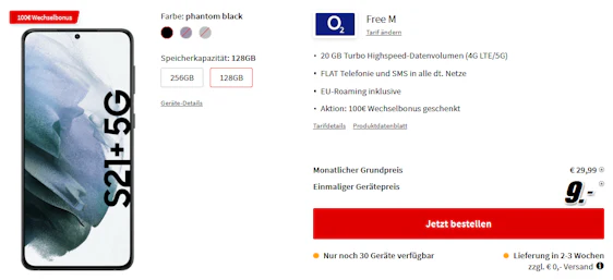 Wieder vorbei! Samsung Galaxy S21+ 5G im o2 Blue All-in M für 32€ im Monat » 56€ günstiger als Idealo 🤑