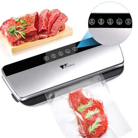 Amzdeal Vakuumierer, Bis zu 8X länger frisch bleiben, Automatische Versiegelung & Aufbewahrung, inkl.20 Profi-Folienbeutel