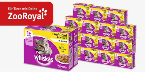 192 Portionen (100g) Whiskas-Katzenfutter für 38,99€