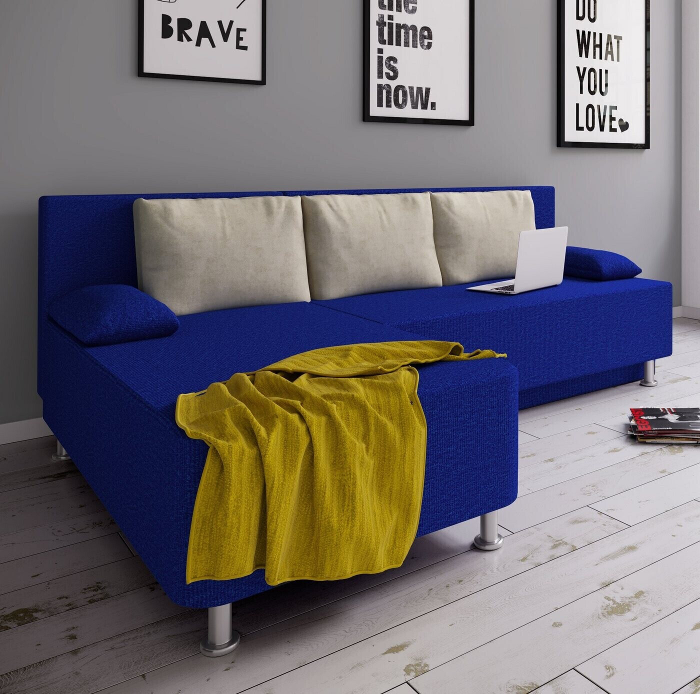 VCM Lindu Eckcouch Schlafsofa blau mit 21% Rabatt