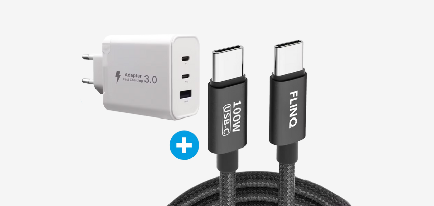 FlinQ Ultraquick Ladegerät für 36€ - PD-Fast-Charging, 2x USB-C, inkl. Kabel