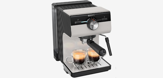 Krups Authentic Espresso-Siebträgermaschine für 100€ - 15-bar-Pumpendruck, Dampfdüse, 2L Wassertank